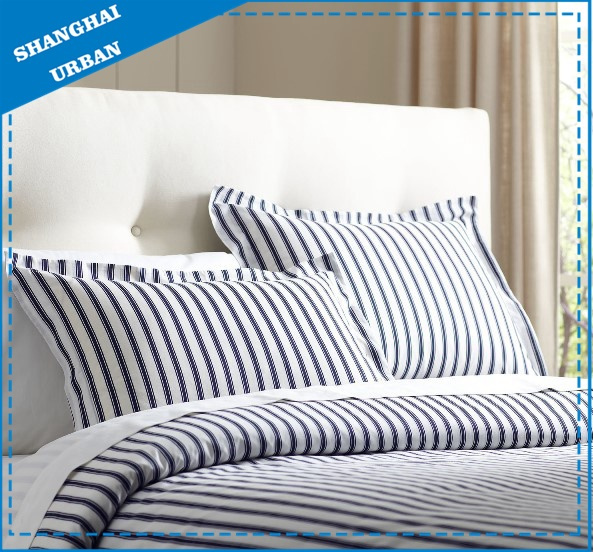 Indigo Stripe Printed Polyester Bed Sheet Set