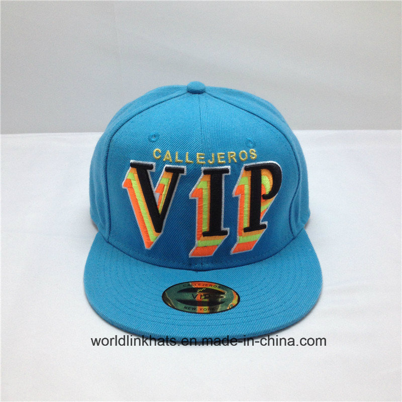 Custom 6 Panel Assorted Embroidery Flat Brim Popular Snapback Cap