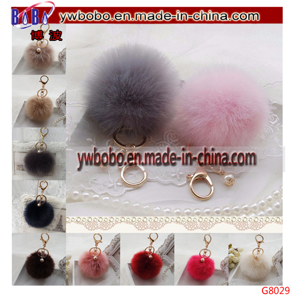 Promotional Items Rabbit Fur Keychain Pendant POM Keyring Promotional Products (G8029)