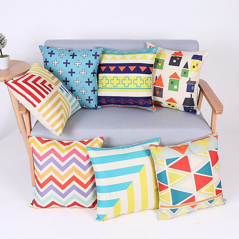 Digital Print Decorative Cushion/Pillow with Geometric Pattern (MX-66)