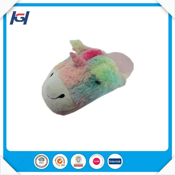 Novelty Colorful Plush Unicorn Animal Shaped Slippers for Adults