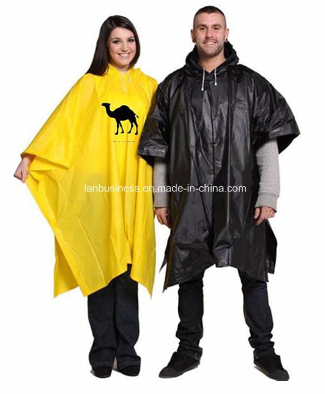 PVC Rainwear Attached Hood with Drawstring