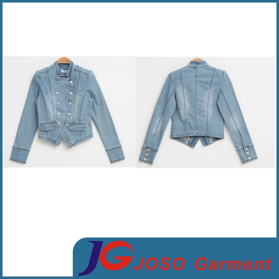 Army Style Women Denim Bleached Jacket Garment (JC4073)