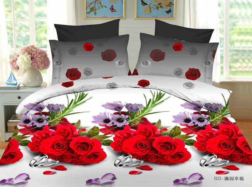 100% Cotton New Design Wholesale Queen Size 3D Bedding Set