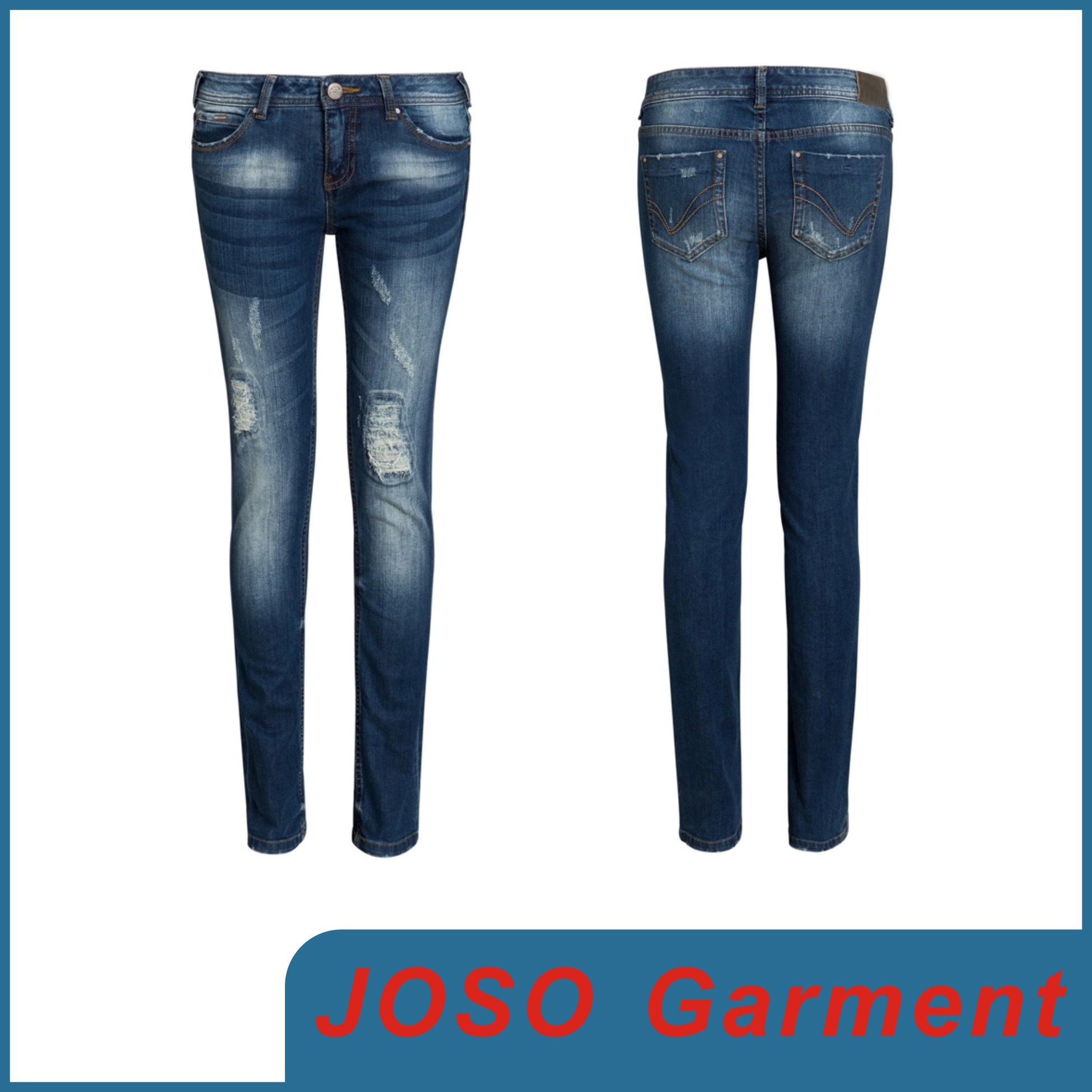 Women Denim Skinny Patched up Jeans (JC1055)