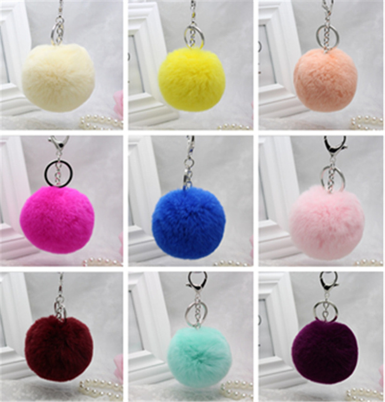 Fur Pompom Keyring Rabbit Fur Ball Keychain Bag Charm