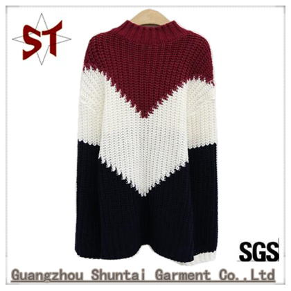 OEM Custom Fashion Knitted Pullover Women Sweater with Collar