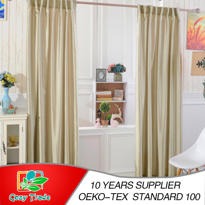 Plain Faux Silk Curtains, 100% Polyester Slub Silk Curtains Full Line