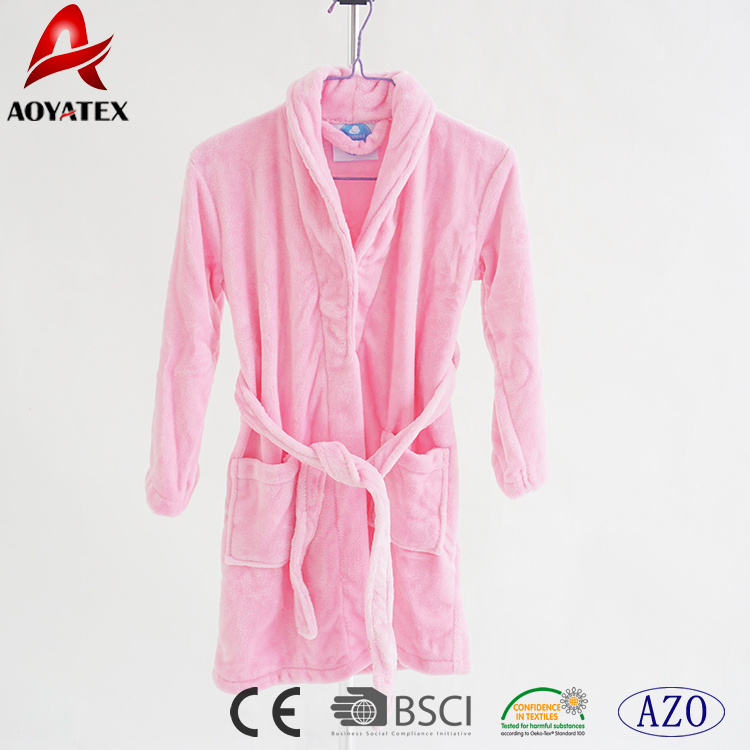 Factory Produce 100% Polyester High Quality Flannel Fleece Bathrobe for Children