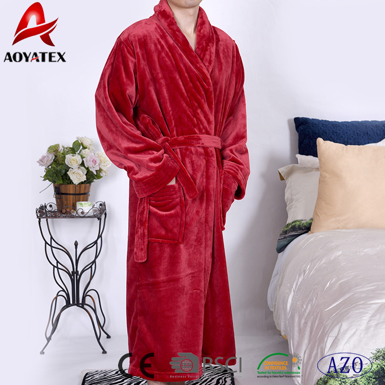 Cheap Price Factory Wholesale Flannel Fleece Shawl Collar Men Bathrobe