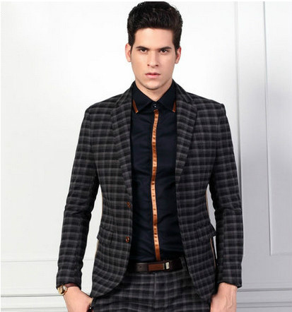 Men's Small Check Wool Jacket