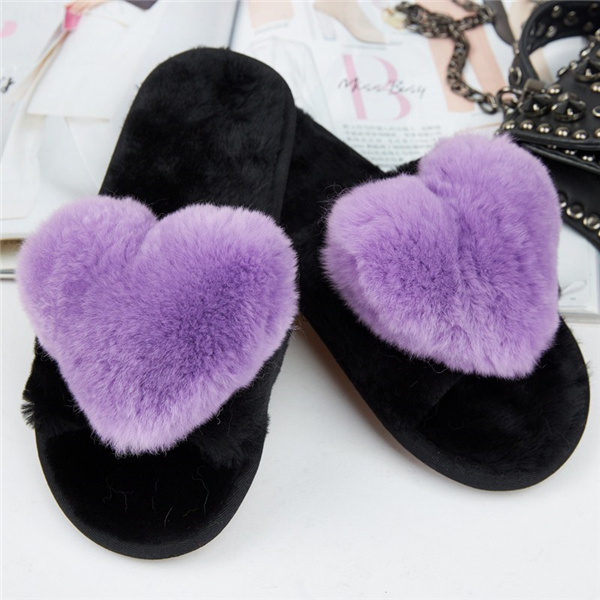 Wholesale Women Colorful Sheep Fur Flip Flop Slipper with Color Choices