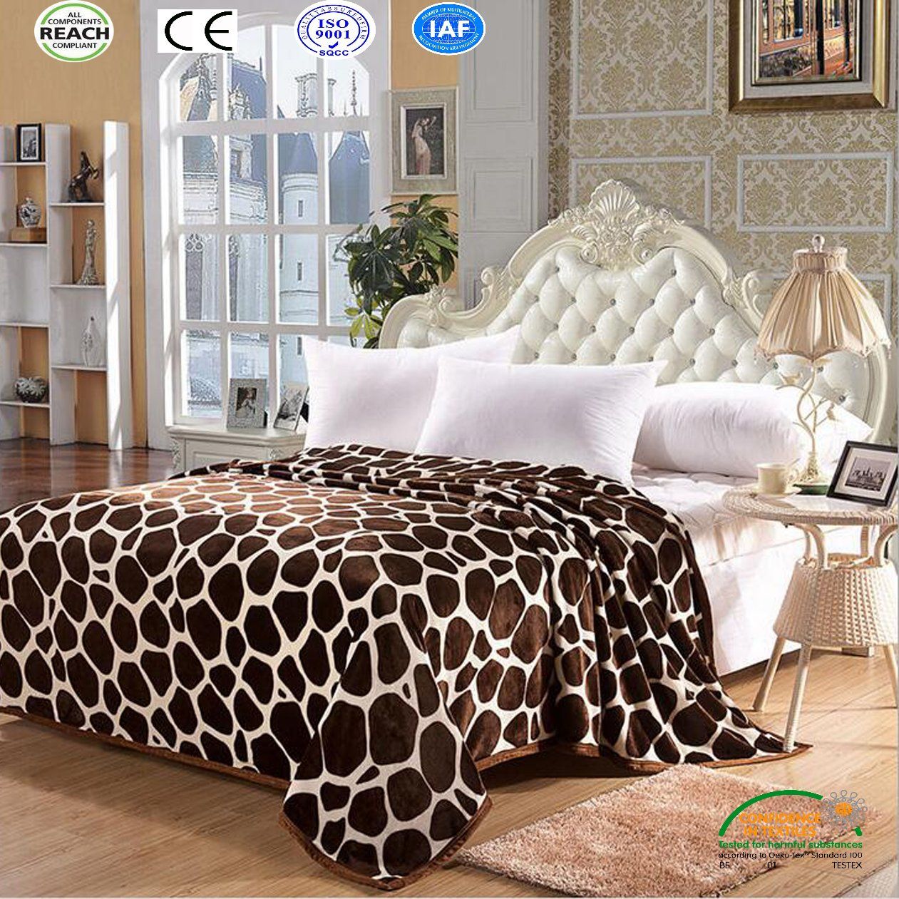 Leopard Pattern Print Coral Fleece Bedding Set 6PCS Set