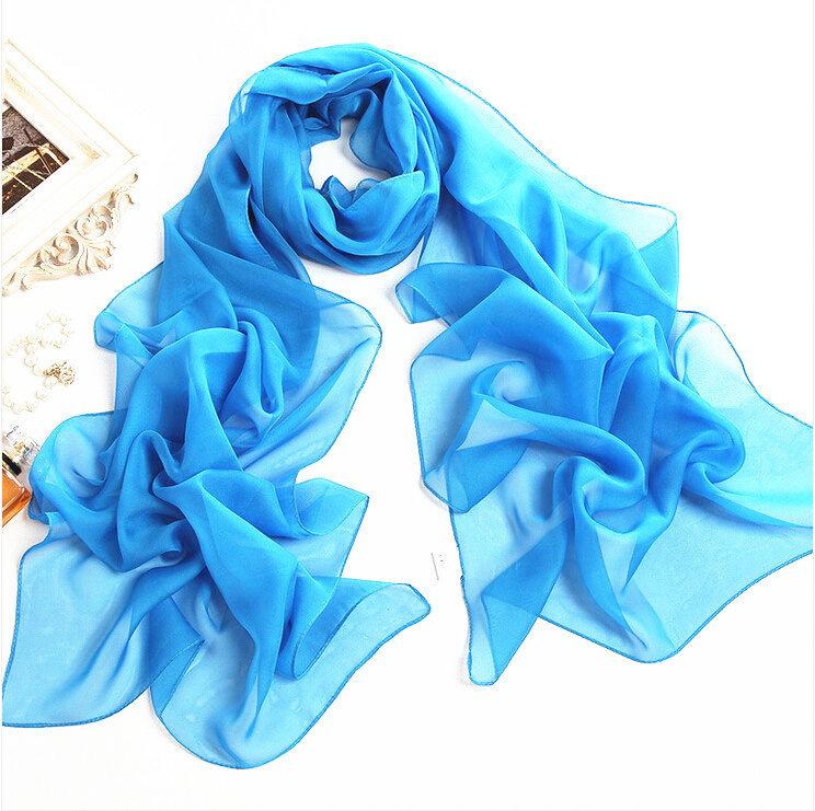 Blue Color Long Chiffon Bandana