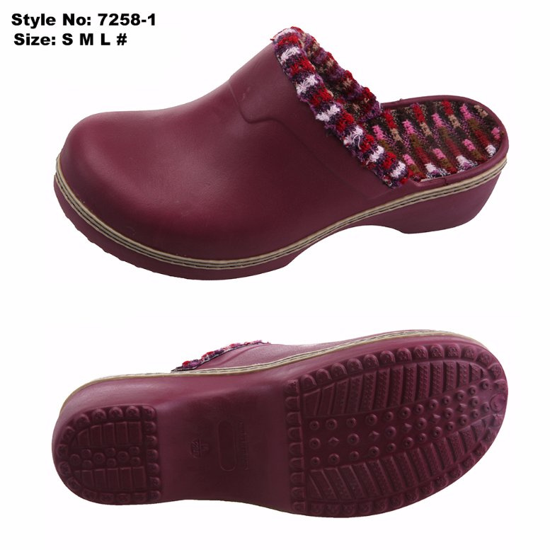 Brown Red Color Unisex Clogs Sandals Without Heel Strap