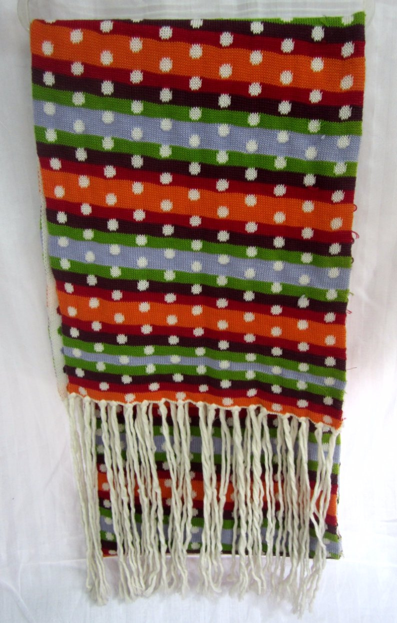 Fashion Jacquard Scarf of Dots and Stripe Knitting (Hjs47)