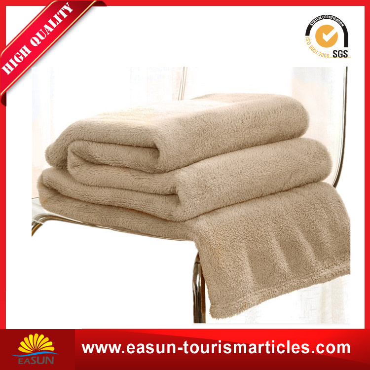 Beige Yellow Color Coral Fleece Blanket