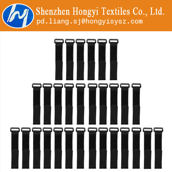 Black Adjustable Fastener Hook & Loop Cable Tie