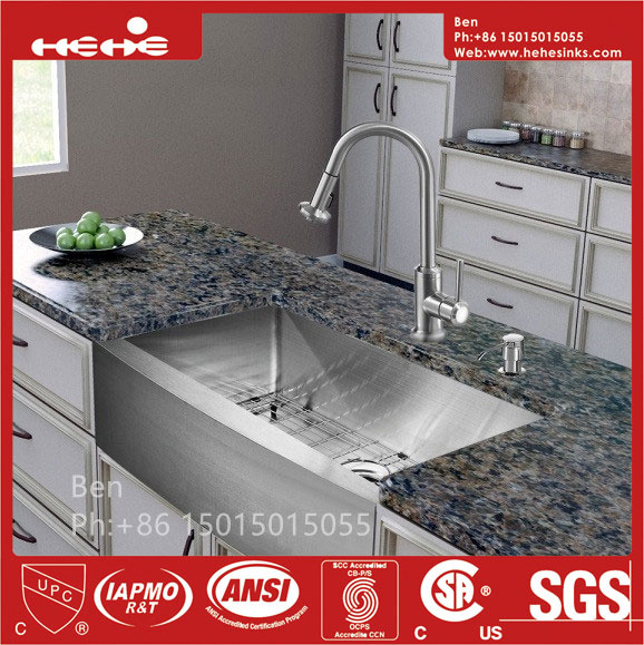 Stainless Steel Apron Front Single Bowl Handmade Kitchen Sink with CSA Ceritification