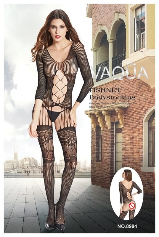 Fishnet Bodystocking with 3/4 Sleeve 8984