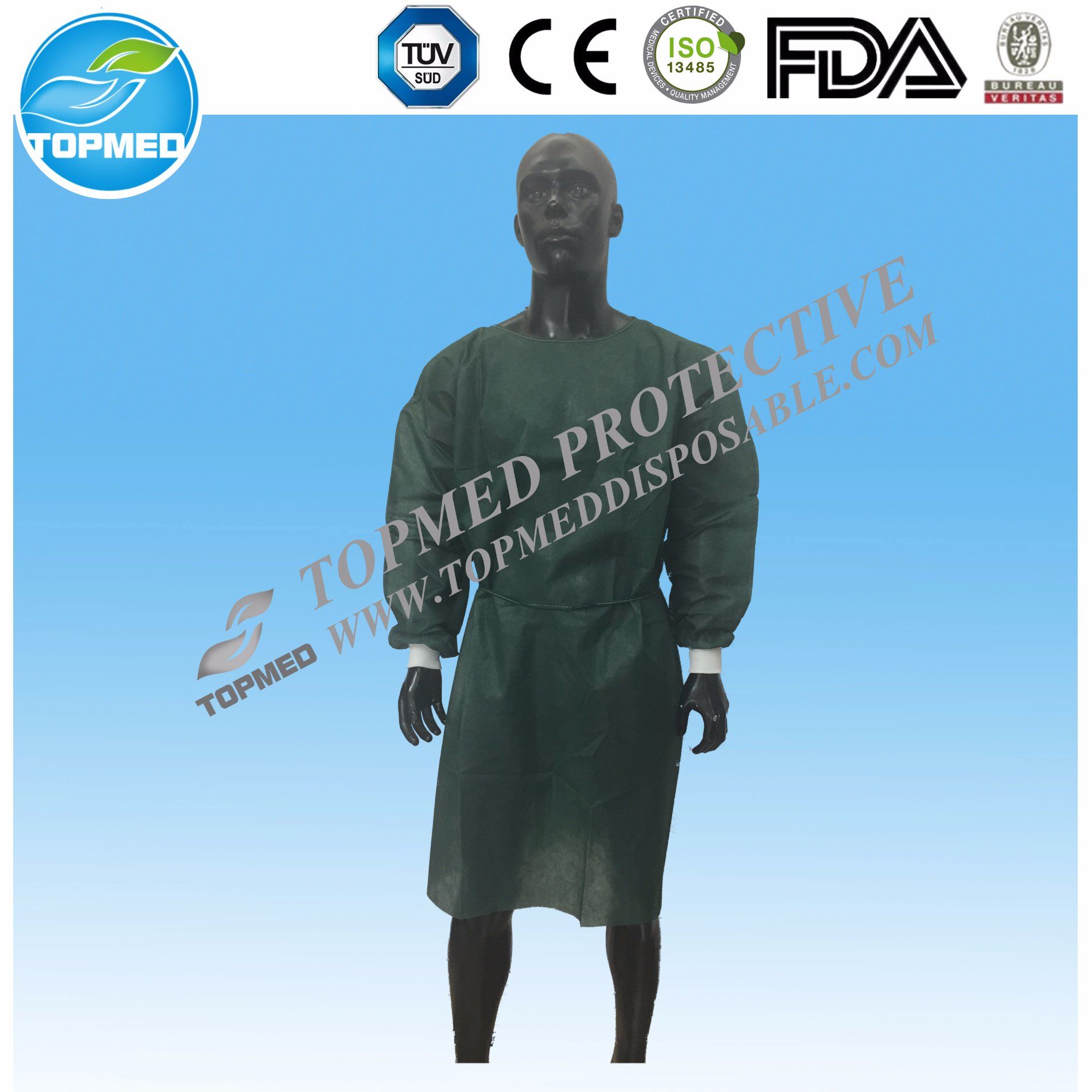 PP Nonwoven Gown Isolation Gown Surgical Gown Patient Gown