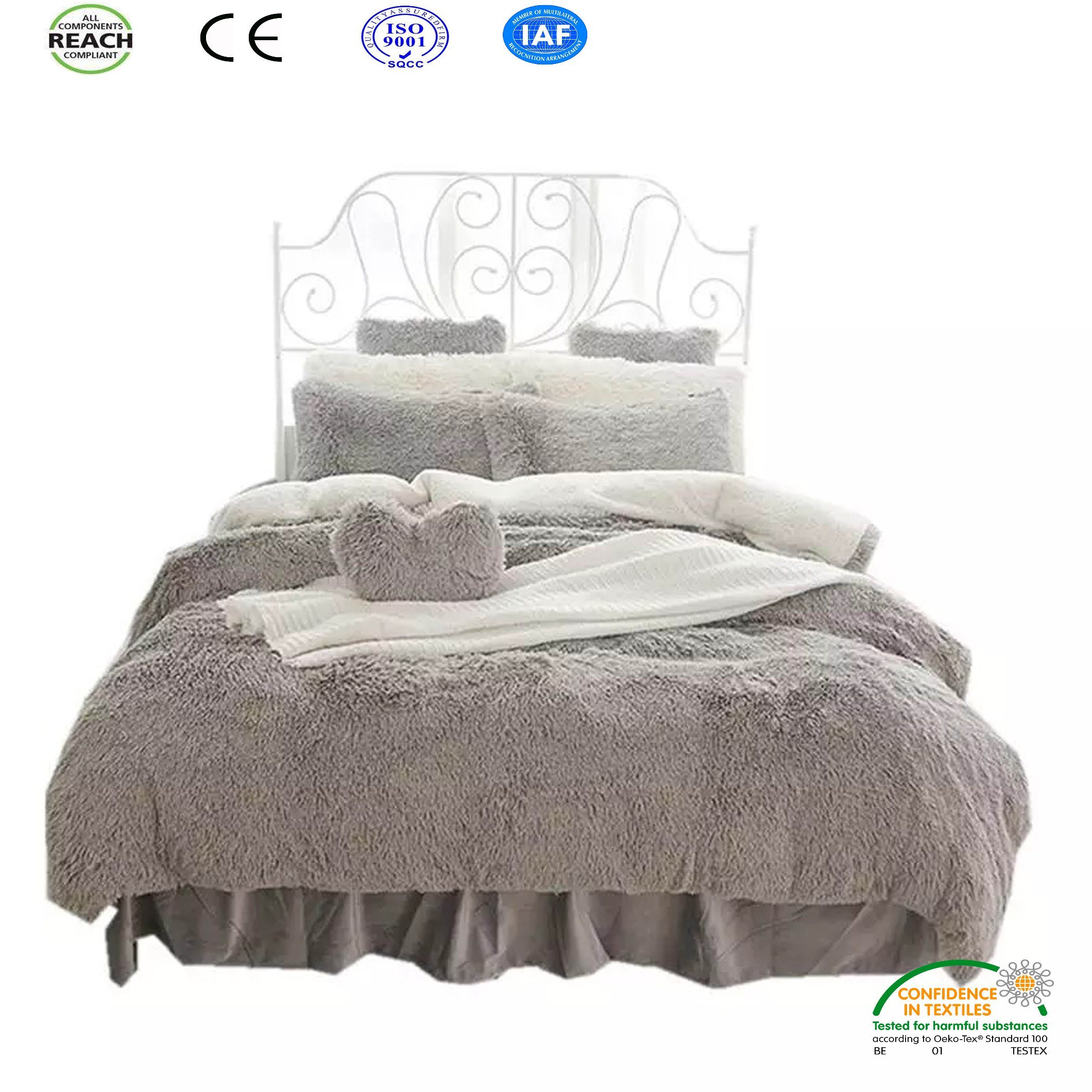 Elegant Grey Color PV Fleece Bedding Set