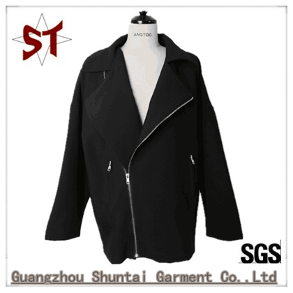 Custom Black Lady Personality Short Jacket with Zipper