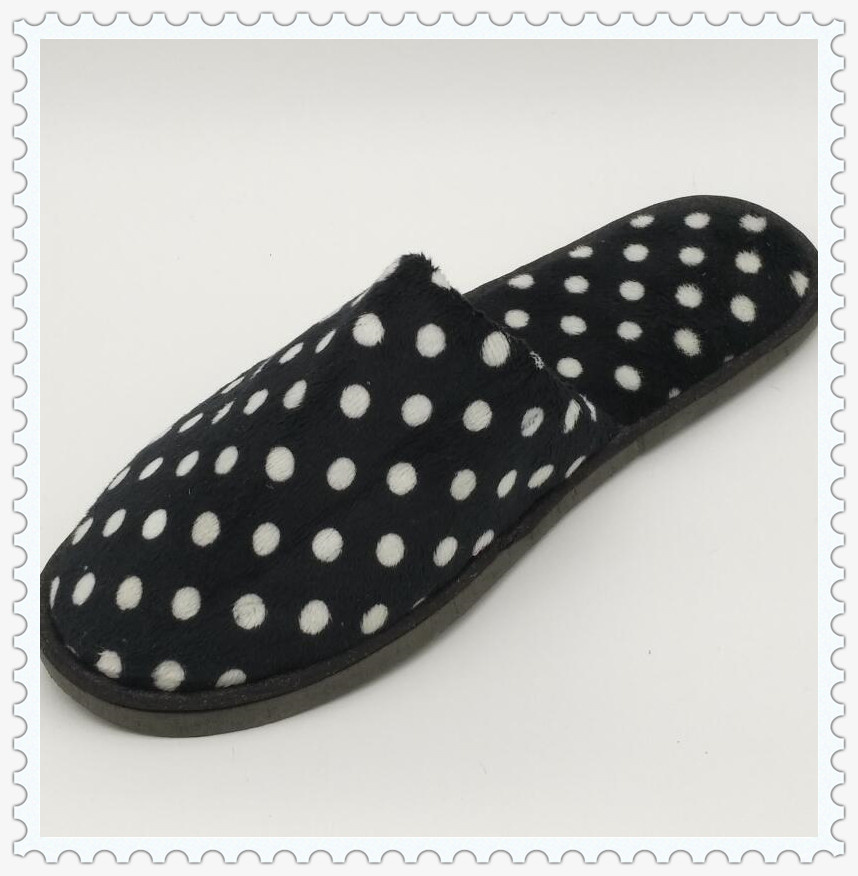Printing Sof Short Plush Closed Toe Indoor Slipper