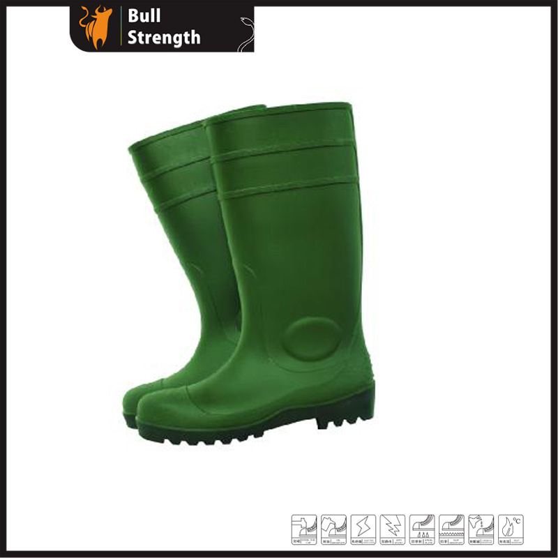 PVC Rain Boots Green with Steel Toecap (Sn1217)