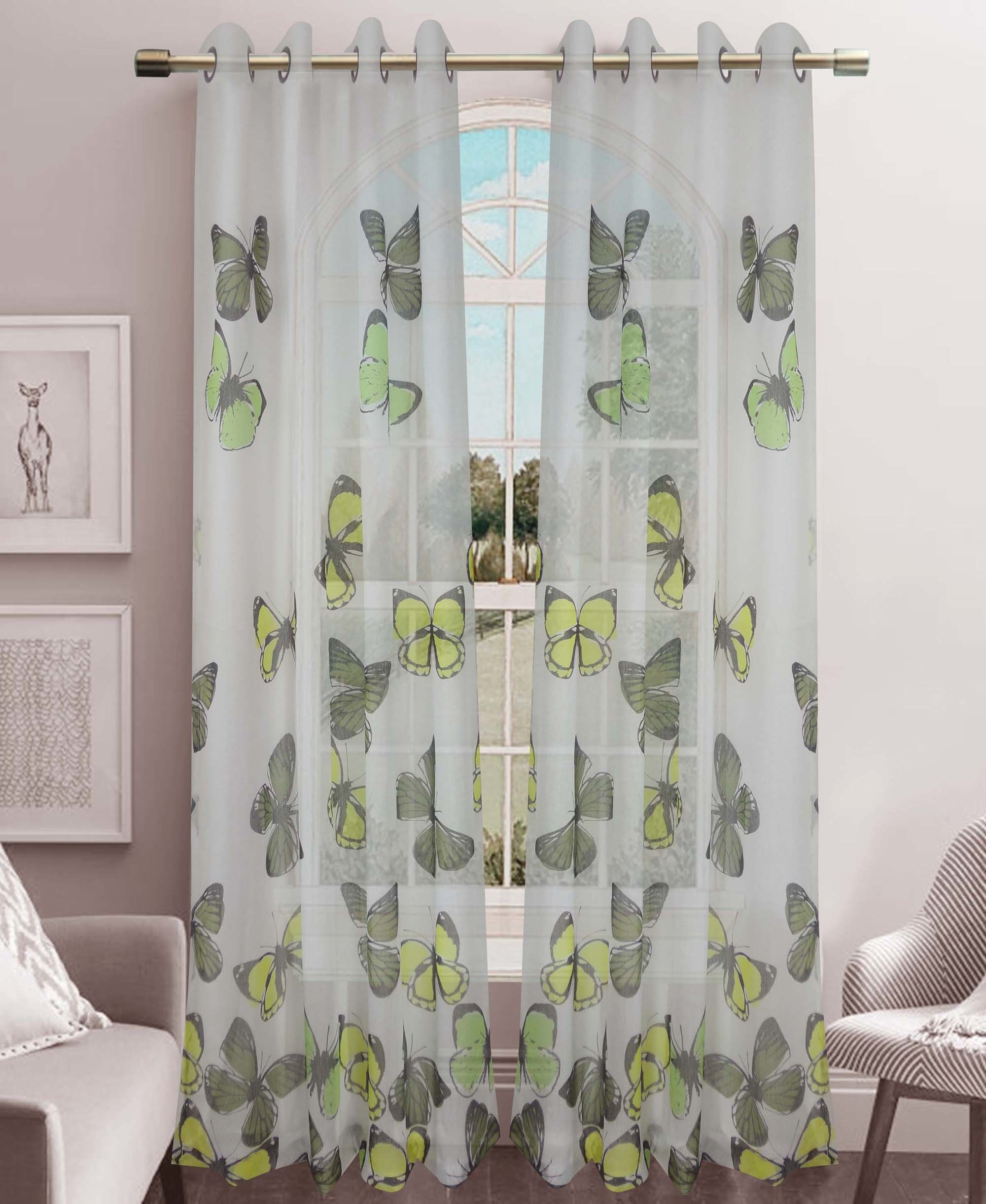 Printed Voile Grommet Panel Window Curtain (HR14WT055)
