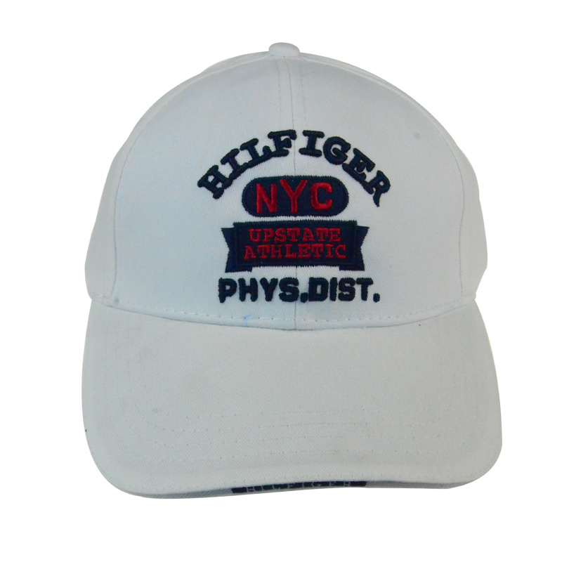 Custom 3D Embroidery Sports Hat White Cotton Baseball Cap
