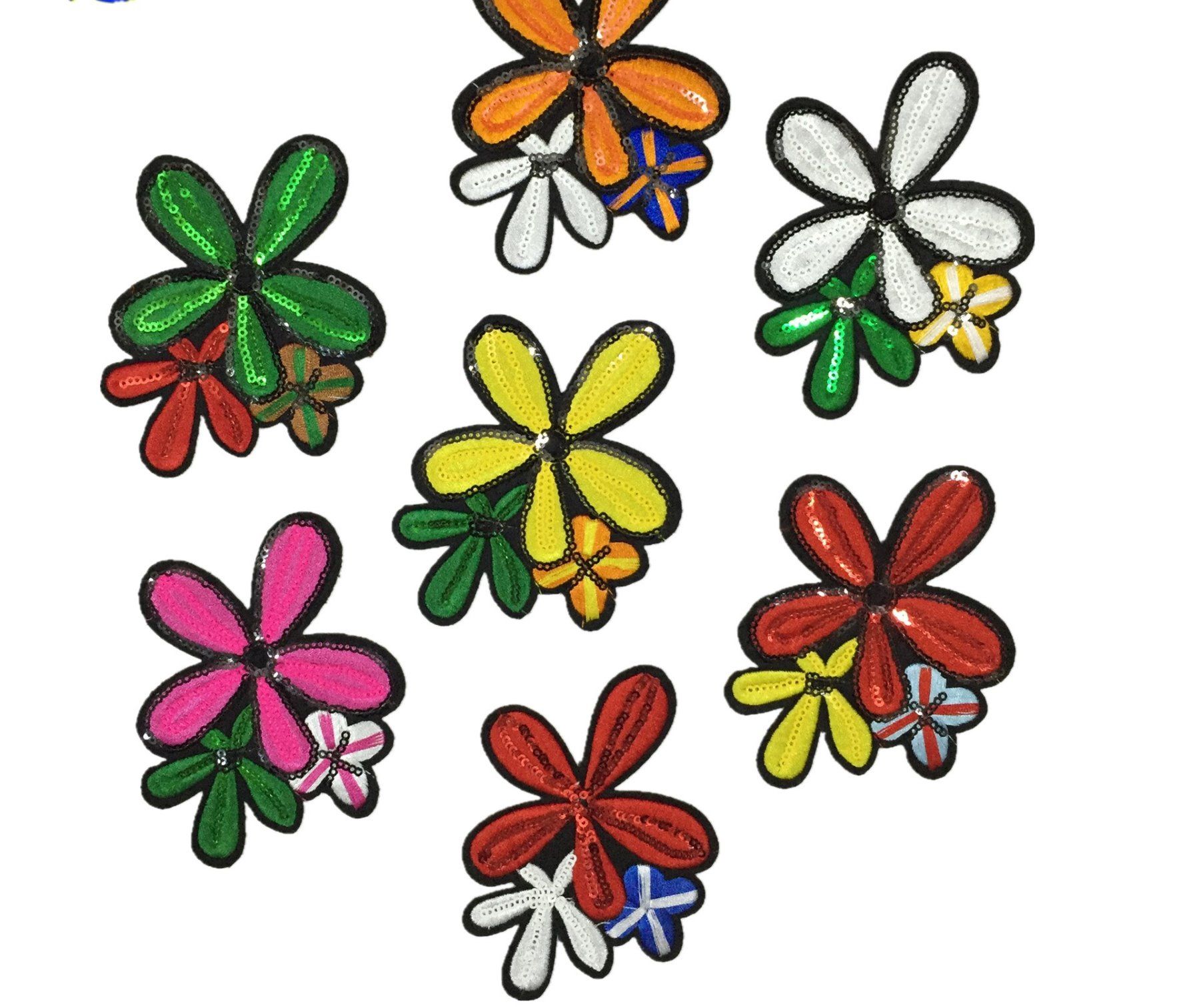 Cute Sequins Shiny Flower Patch Embroidery Lace