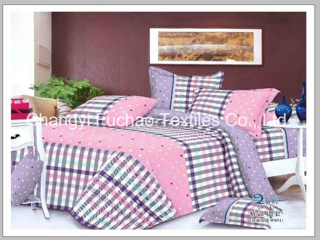 100% Poly/Cotton Bed Sheet Bedding Set for Hotel Use