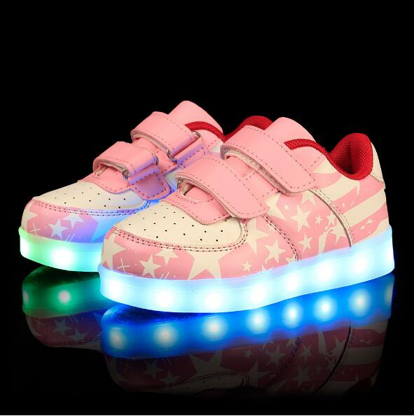 USB Charger Children LED Shoes with Us Flag