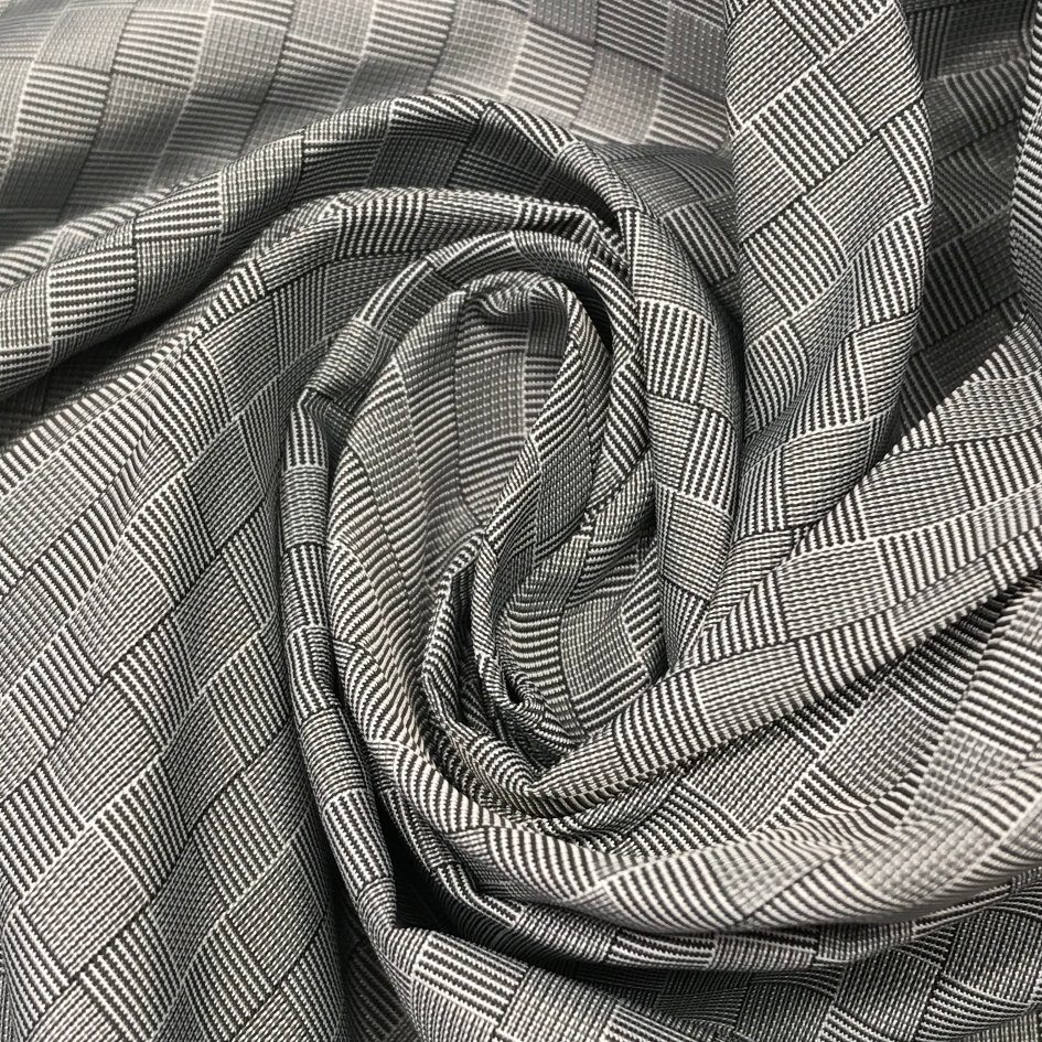 75D Black & White Tartan Plaid Imitation Memory Fabric for Jackets