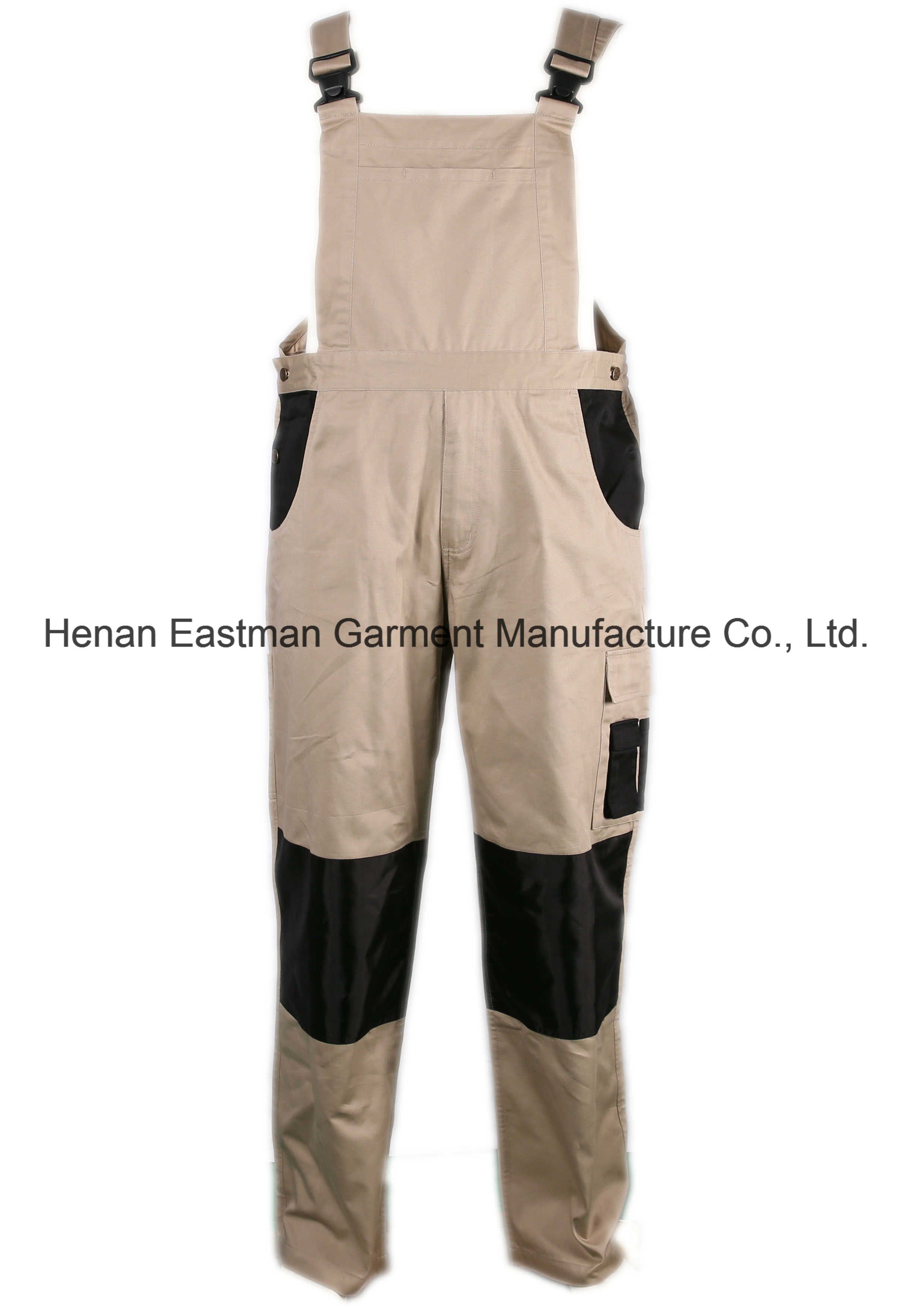 100%Cotton Unlined Twill Workwear Bib Pants Adjustable Elastic Suspenders Bib Overall