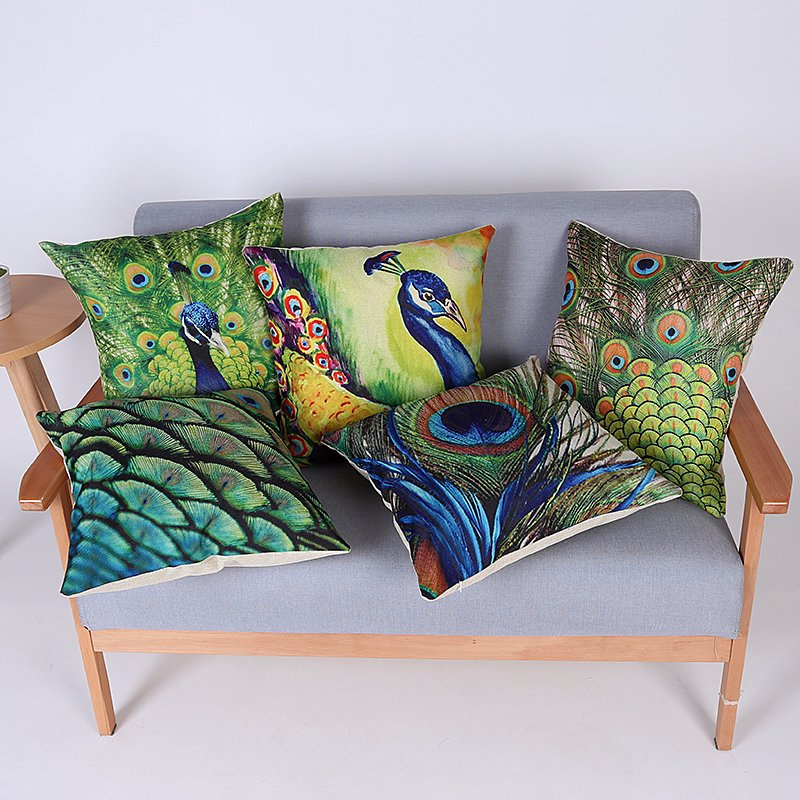 Digital Print Decorative Cushion/Pillow with Peacock Pattern (MX-68)