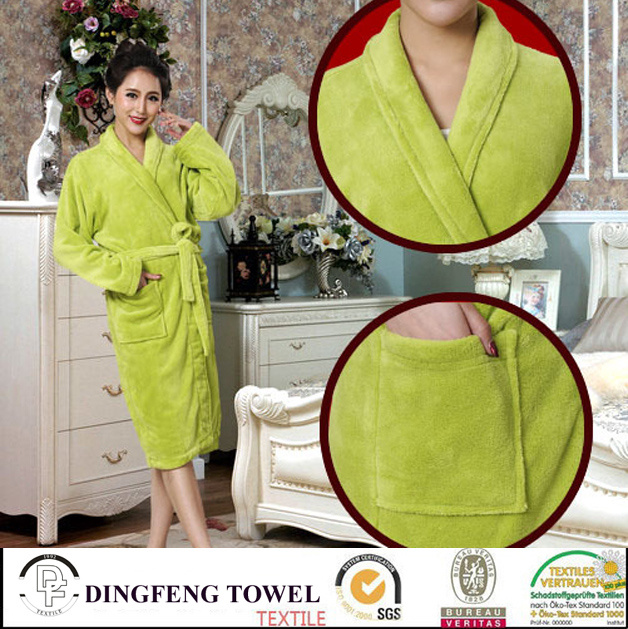 Super Soft Solid Color Coral Fleece Bathrobe Df-8822