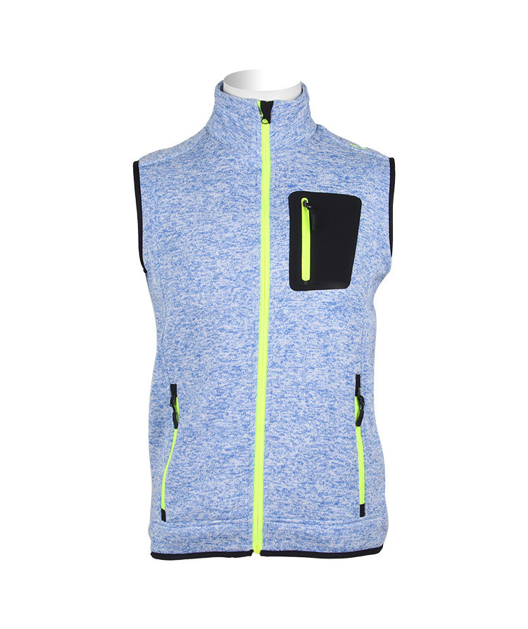 Stylish High-Necked Men Vest Jacket Fleece with Fluorescent Zipper