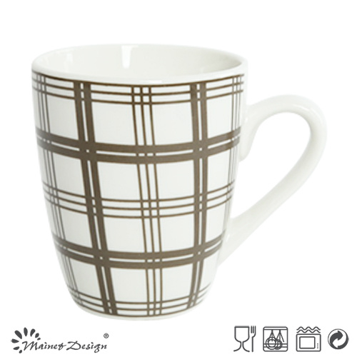 White Porcelain with Decal Checked Coffee Mug