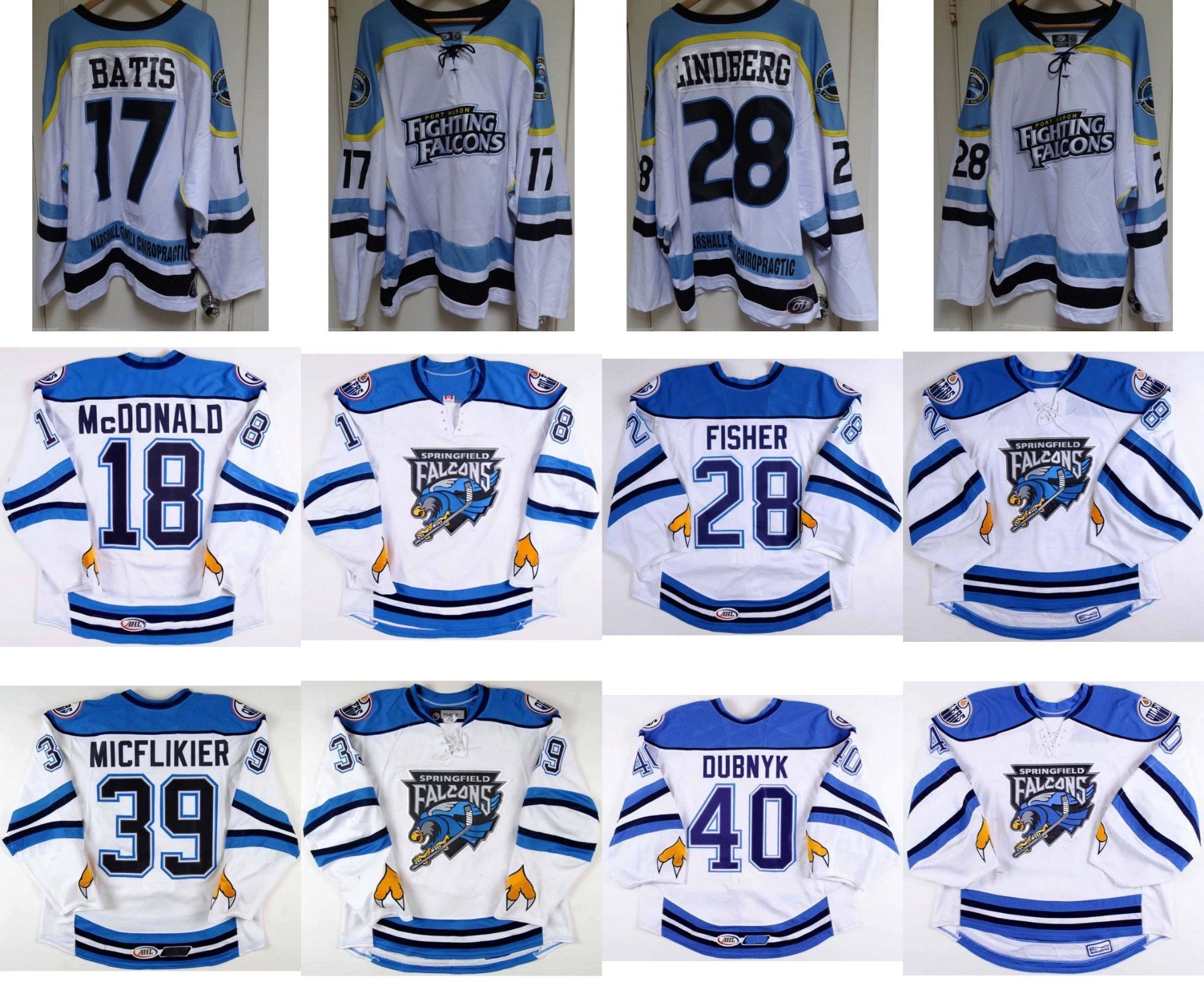 Customized Ahl Springfield Falcons Colin Mcdonald Glenn Fisher Hockey Jerseys
