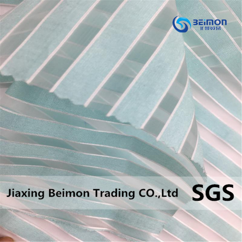 Color Stripe White Overlock Organza, 100%Polyester