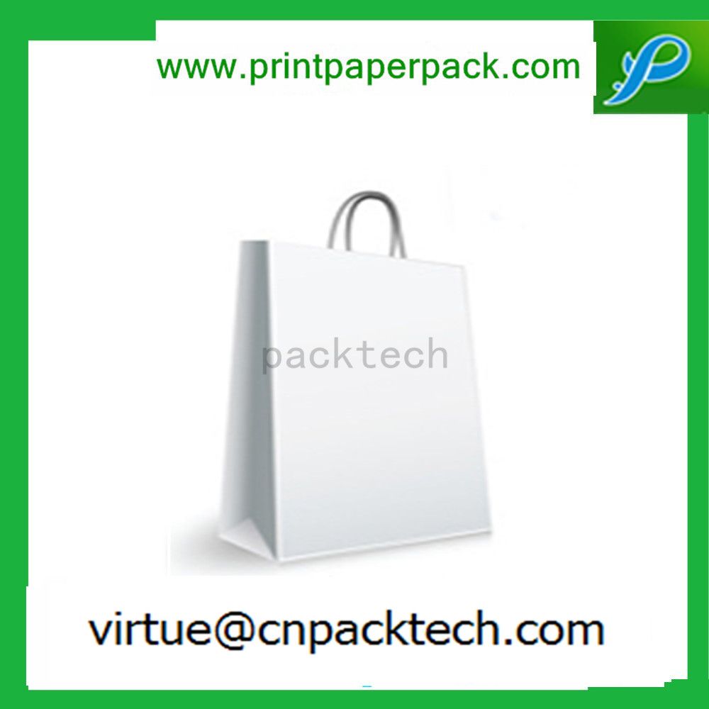 High Quanlity Solid Whole White Flat Handle Paper Carrier Bag