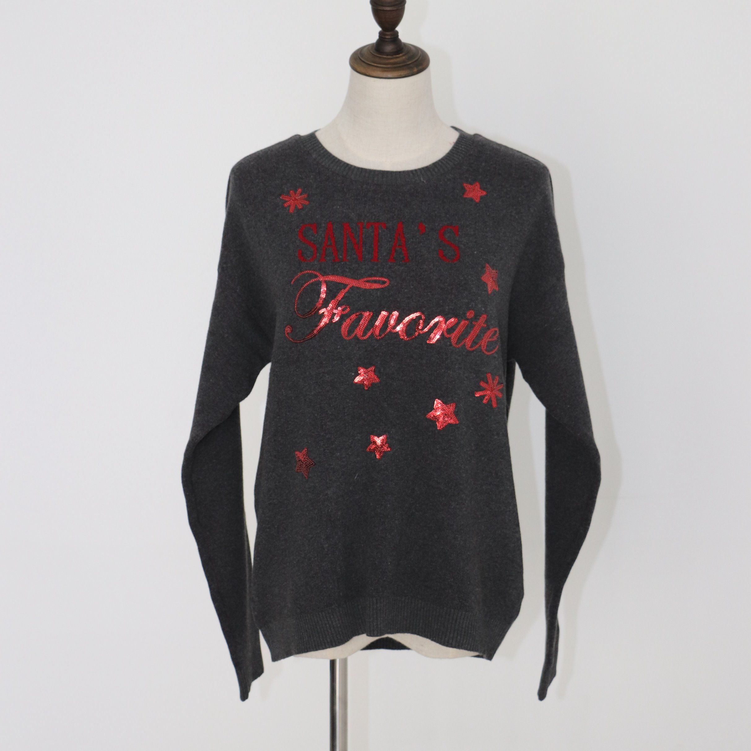 Christmas Gift of Ladeis' Sweater in Jacquard Design and Cotton Quality Soft Handfeel