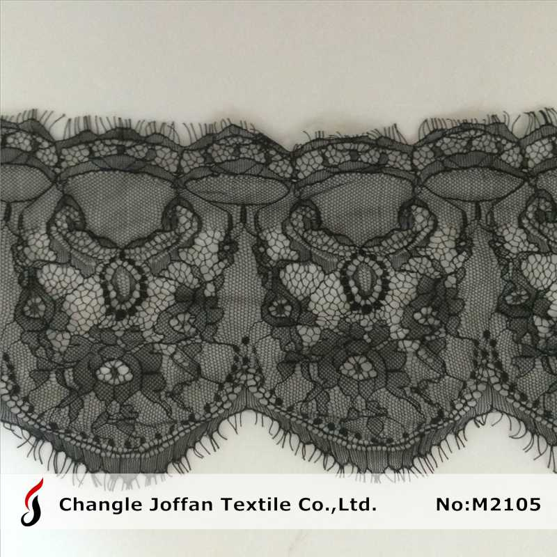 Black Voile Lace Trim with Eyelash (M2105)