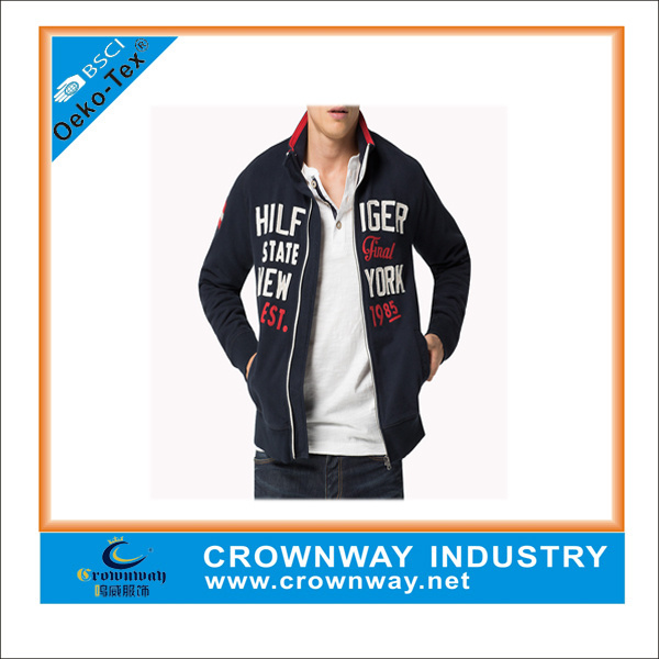 Cotton/Polyester Mens Full Zipper Sweatshirt with No Hood