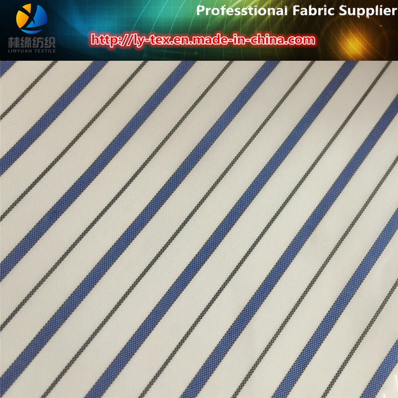 Blue Men Polyester Yarn Dyed Stripe Plain Lining Textile Fabric (S101.118)
