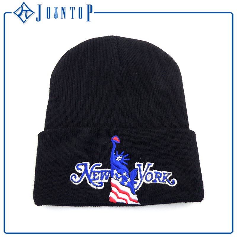 Bear Animal Pattern Knit Beanie Hat with Printed