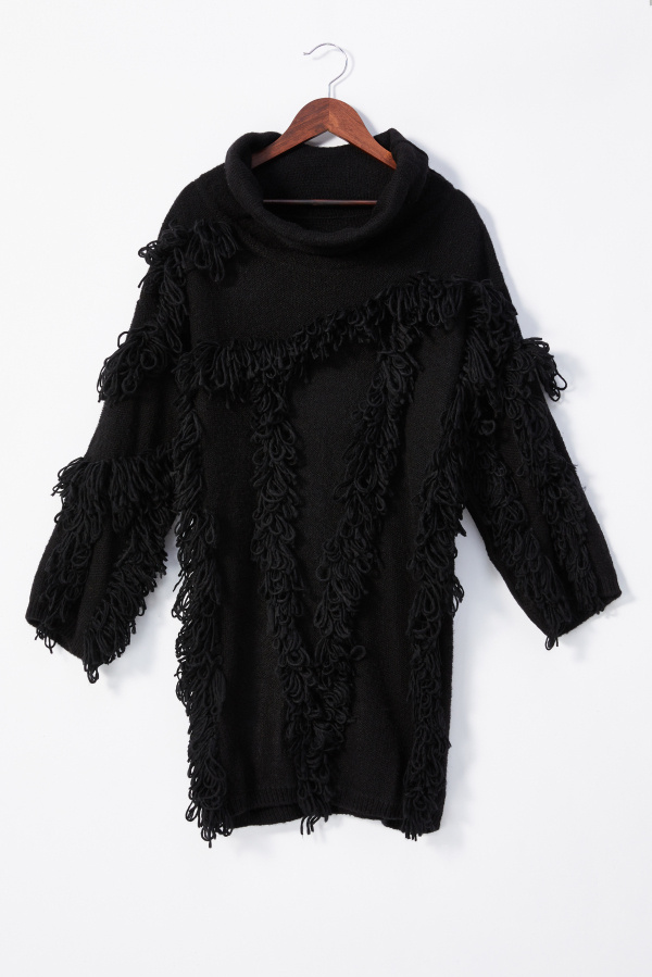 Ladies Sweater with Full Over Tassels with Turtle Neck