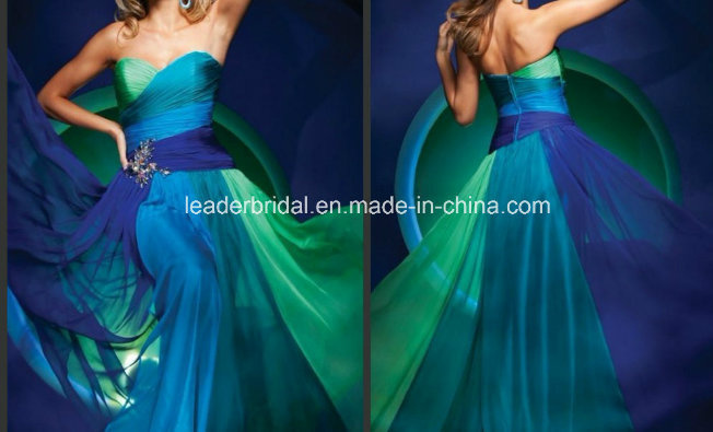Strapless Chiffon Party Prom Gowns Multi Colors Bridesmaid Evening Dress E13428